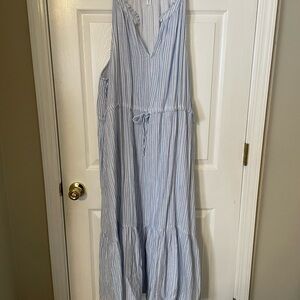 Time and Tru Light Blue and White Striped Dress